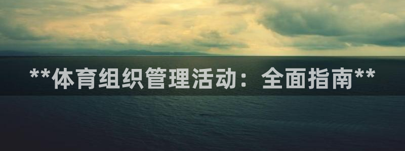 必一运动官网入口：**体育组织管理活动：全面指南**